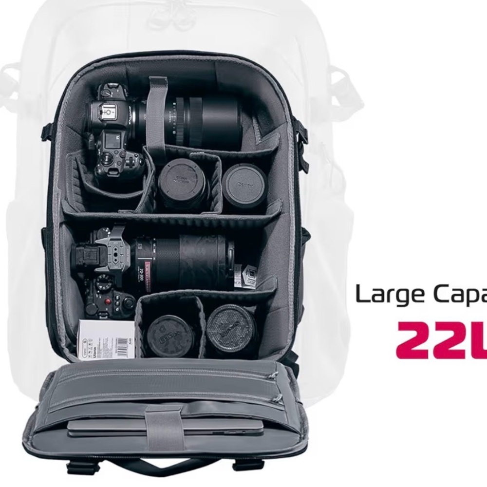 Black Camera Backpack - Professional DSLR Camera … - image 3